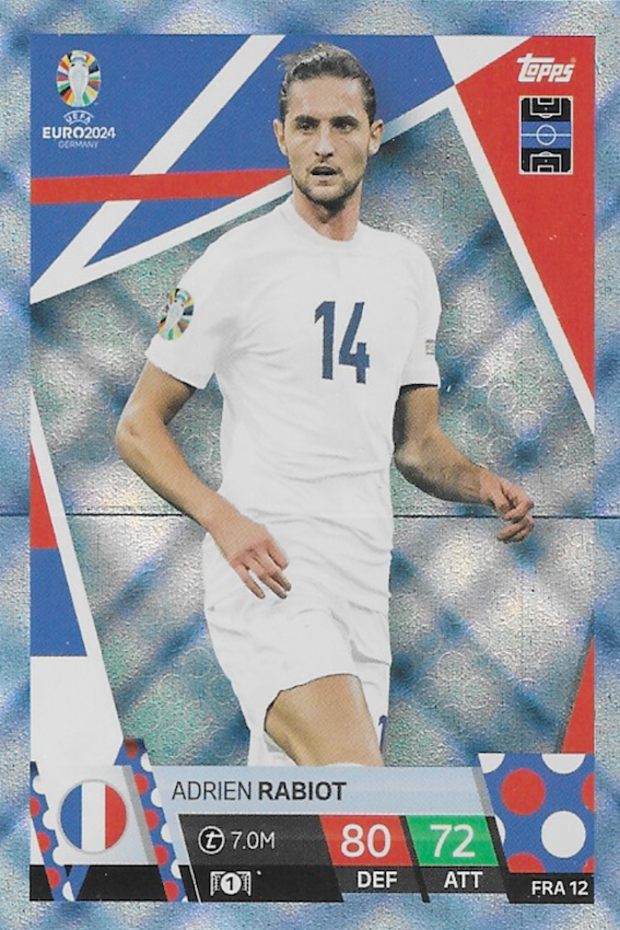 Adrien Rabiot Blue Crystal Parallel Card #FRA12 - Topps Match Attax Euro 2024