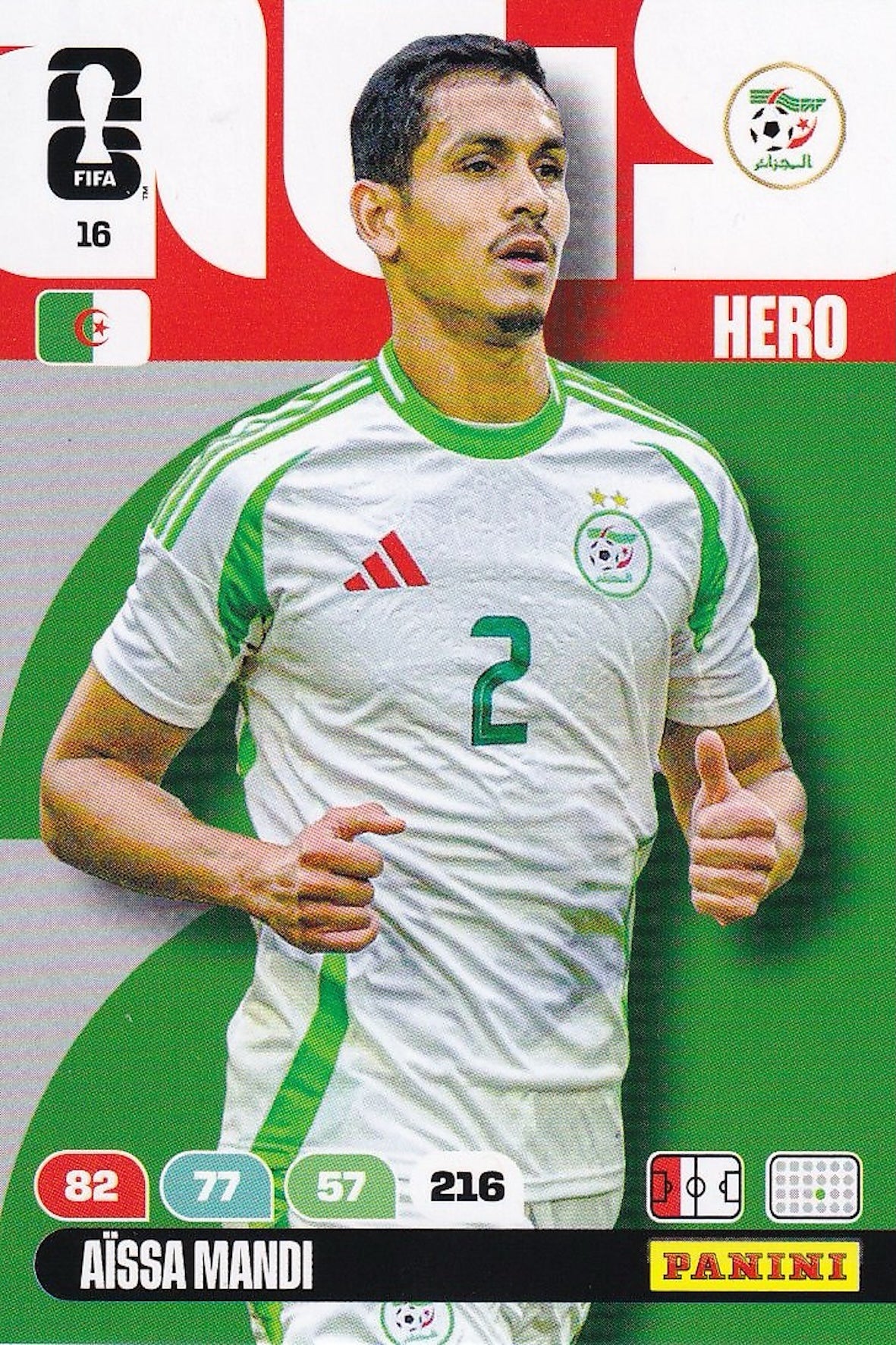 Aïssa Mandi Hero Base Card #16 - FIFA WORLD CUP 2026 - Panini Adrenalyn XL - Algeria