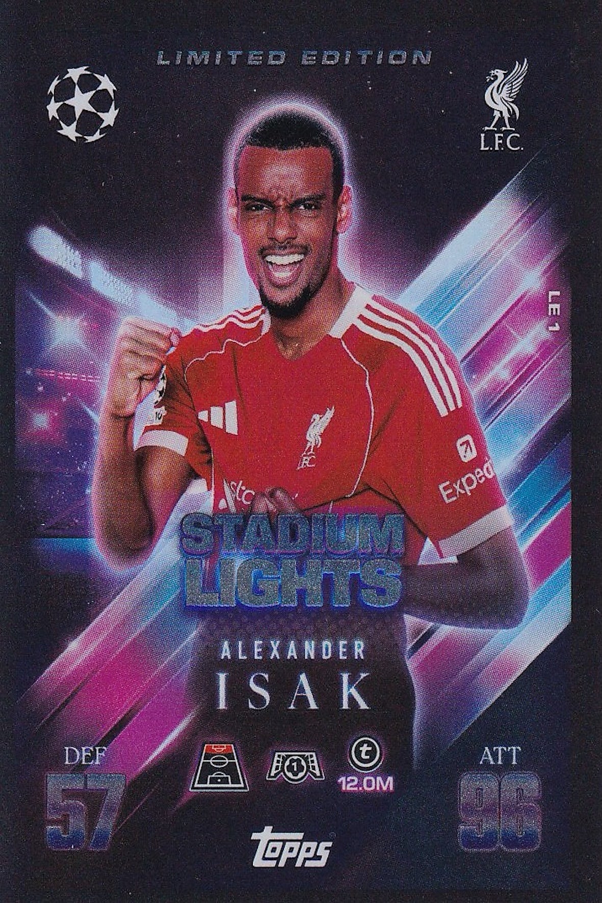Alexander Isak Stadium Lights Limited Edition Card #LE1 - Topps Match Attax Extra 25/26 (2025/2026), Liverpool