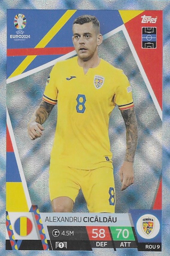Alexandru Cicaldau Blue Crystal Parallel Card #ROU9 - Topps Match Attax Euro 2024