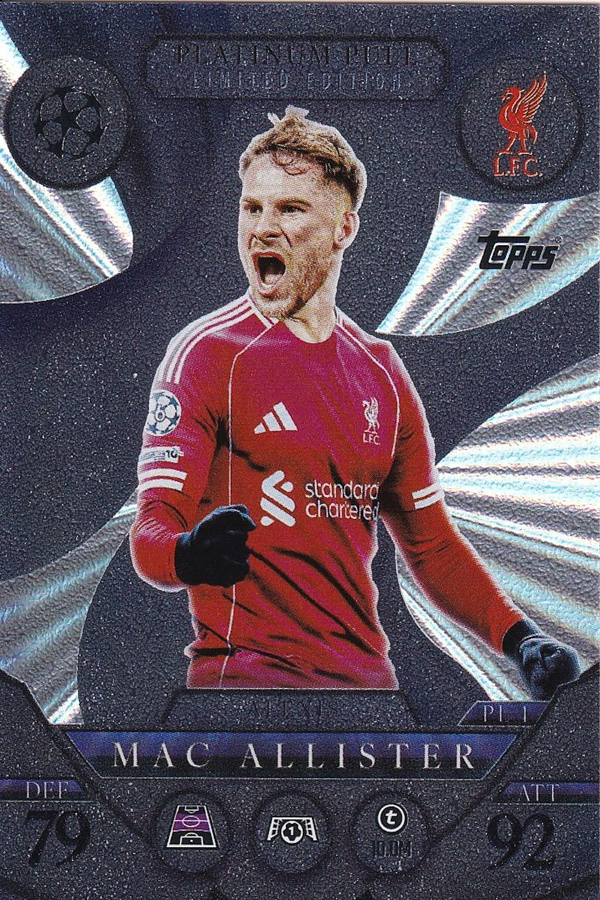 Alexis Macallister Platinum Pull Limited Edition Card #PL1 - Topps Match Attax 25/26 (Liverpool)