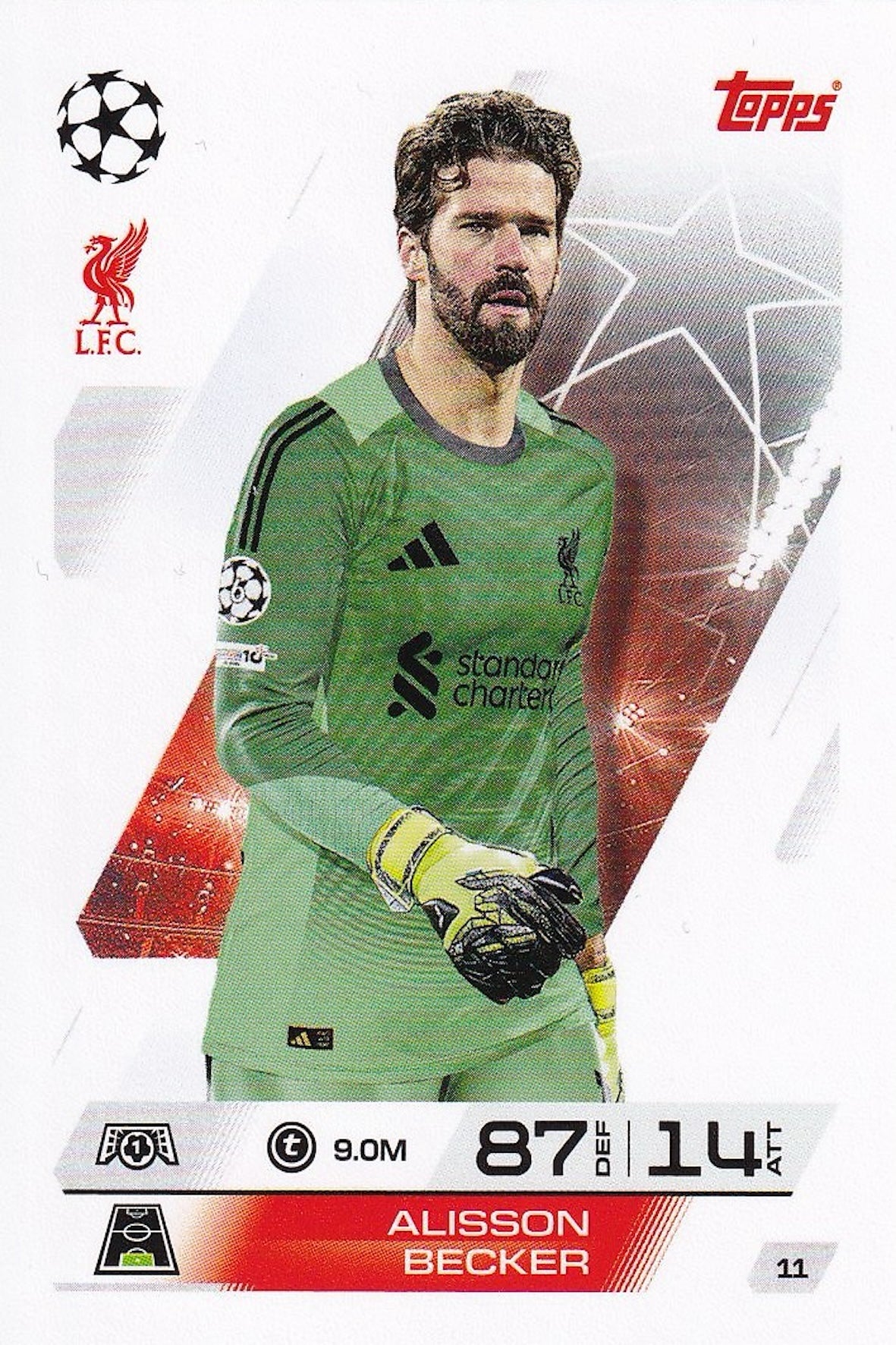 Alisson Becker Base Card #11 - Topps Match Attax 25/26 (2025/2026) Goalkeeper - Liverpool FC