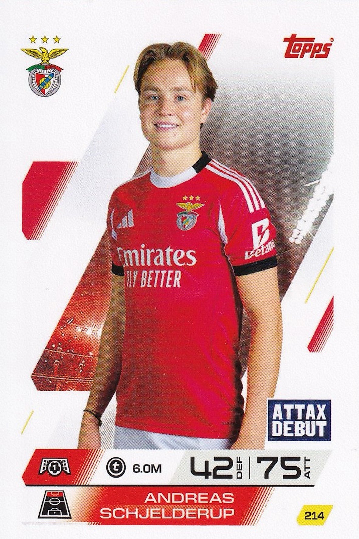 Andreas Schjelderup Attax Debut Base Card #214 - Topps Match Attax 25/26 (2025/2026)