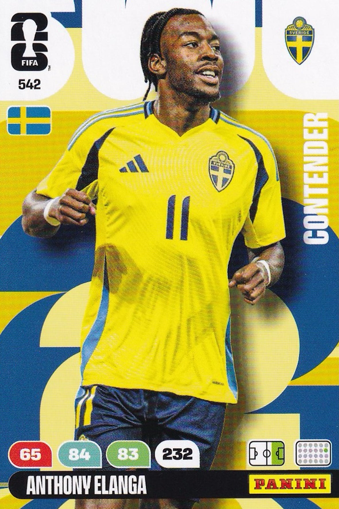 Anthony Elanga Contender Base Card #542 - FIFA WORLD CUP 2026 - Panini Adrenalyn XL - Sweden