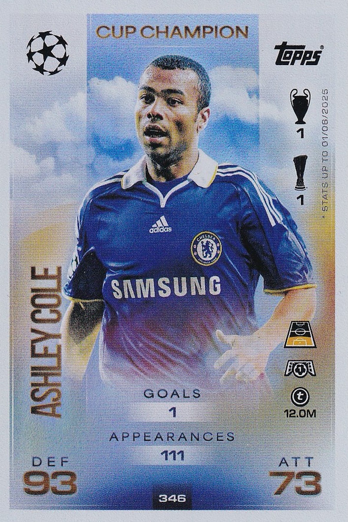 Ashley Cole Cup Champion Card #346 - Topps Match Attax 25/26 (2025/2026) Chelsea