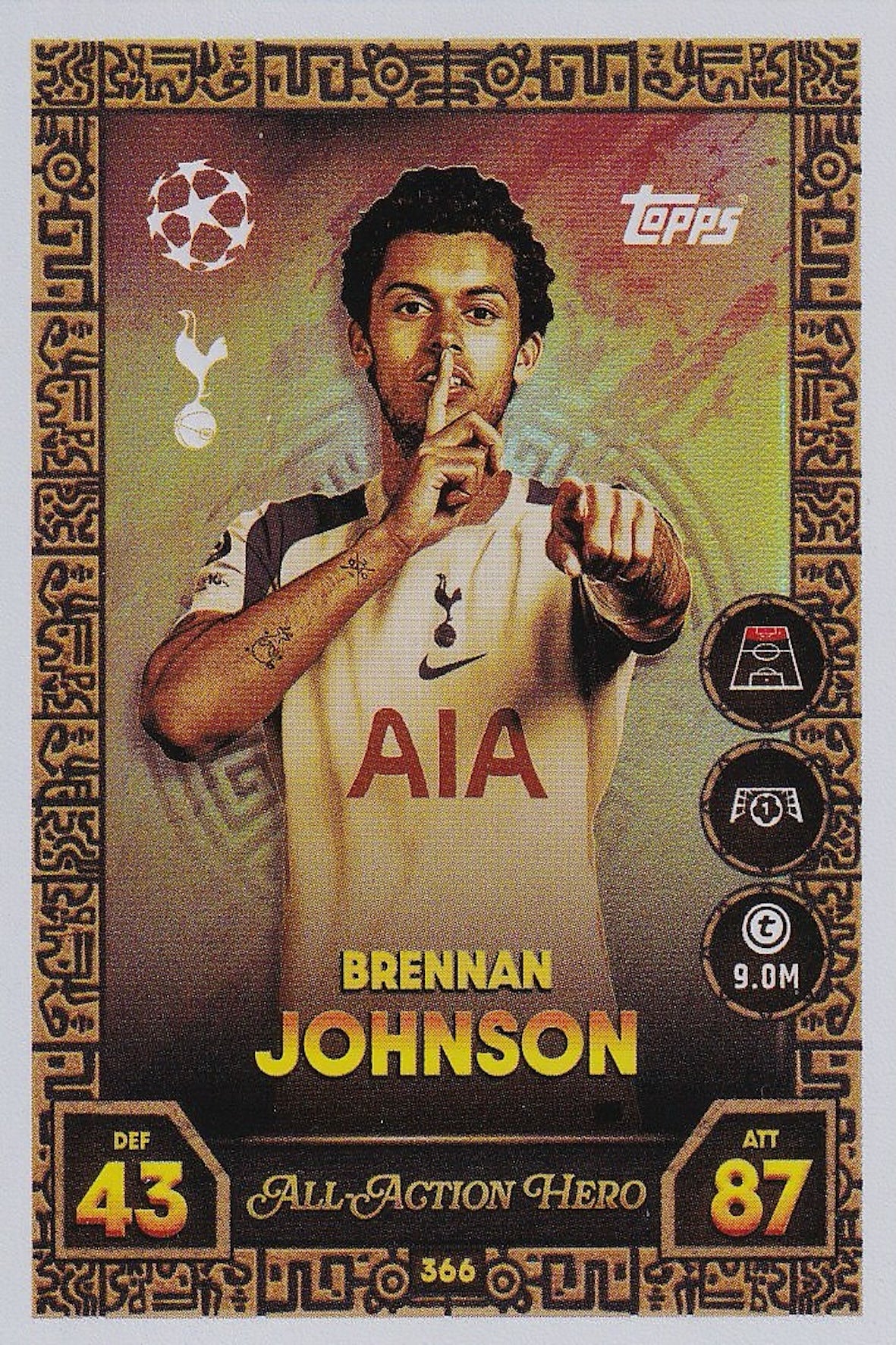 Brennan Johnson All Action Hero Card #366 - Topps Match Attax 25/26 (2025/2026) Tottenham Hotspur/Spurs