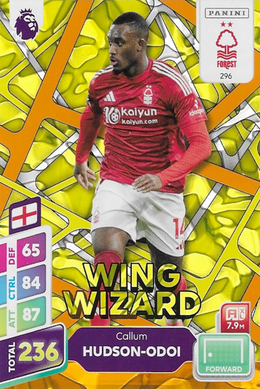 Callum Hudson-Odoi Wing Wizard Orange Parallel Card #296 - Panini Adrenalyn XL PLUS 2025 Premier League (Nottingham Forest)