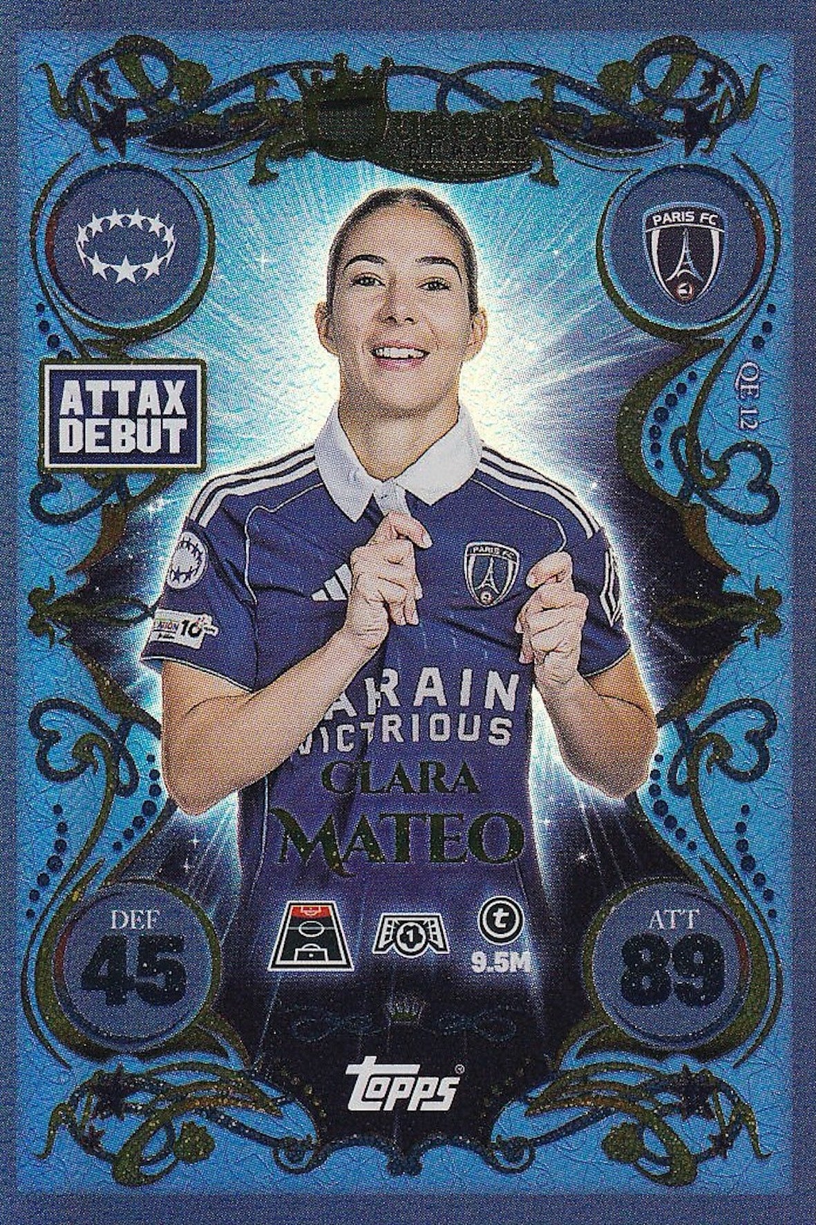 Clara Mateo Queens of Europe Card #QE12, Attax Debut - Topps Match Attax 25/26 (2025/2026) Paris FC Women