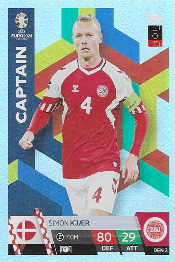 DEN2 Simon Kjaer Captain Card - Topps Match Attax Euro 2024 (Denmark)