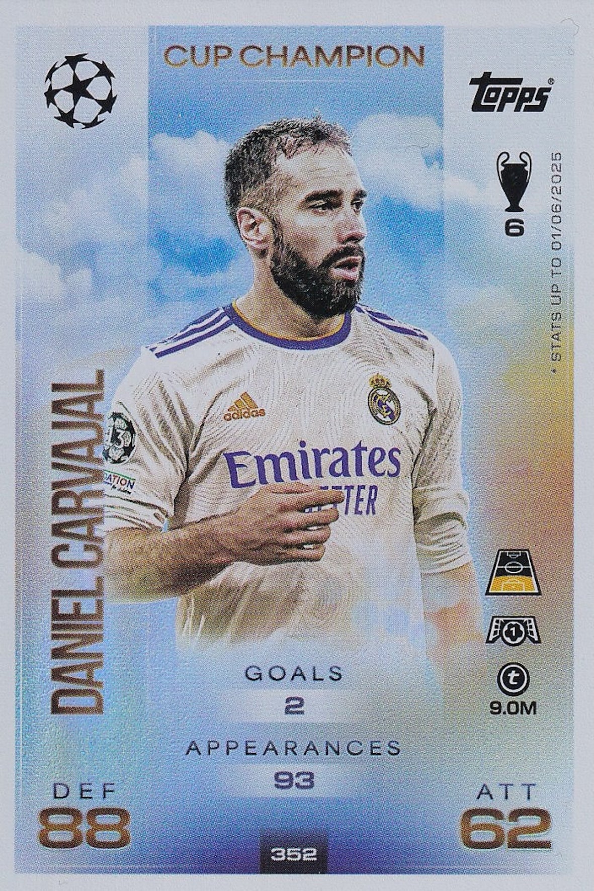 Daniel Carvajal Cup Champion Card #352 - Topps Match Attax 25/26 (2025/2026) Real Madrid