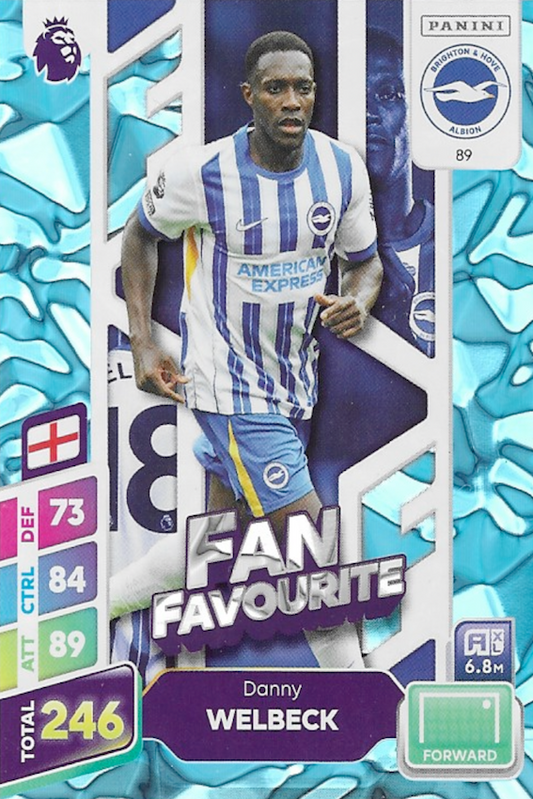 Danny Welbeck Fan Favourite Blue Parallel Card #89 - Panini Adrenalyn XL PLUS 2025 Premier League (Brighton & Hove Albion F.C.)