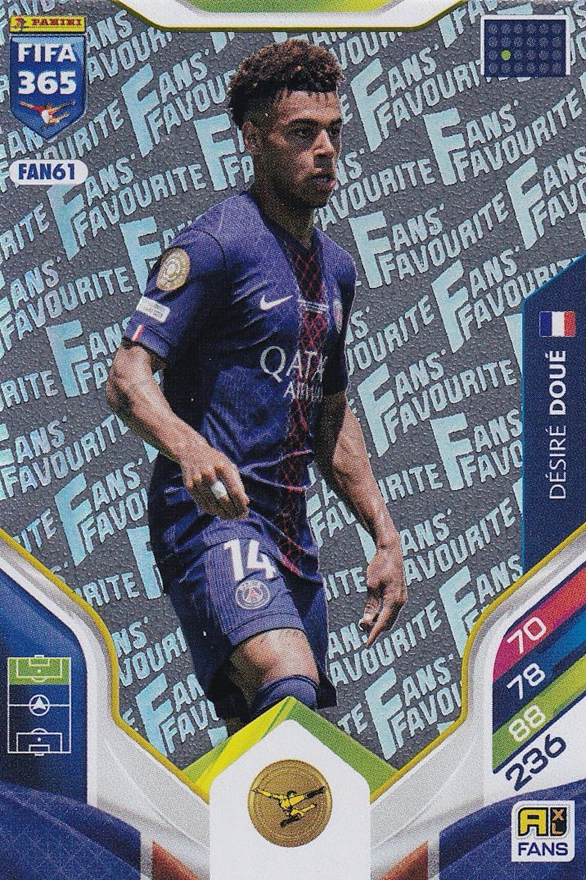 Desire Doue Fans Favourite Card #FAN61 - Panini Adrenalyn XL FIFA 365 2026