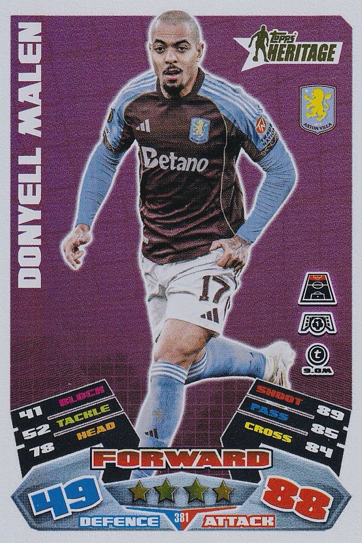 Donyell Malen Heritage Card #381 - Topps Match Attax 25/26 (2025/2026) Aston Villa
