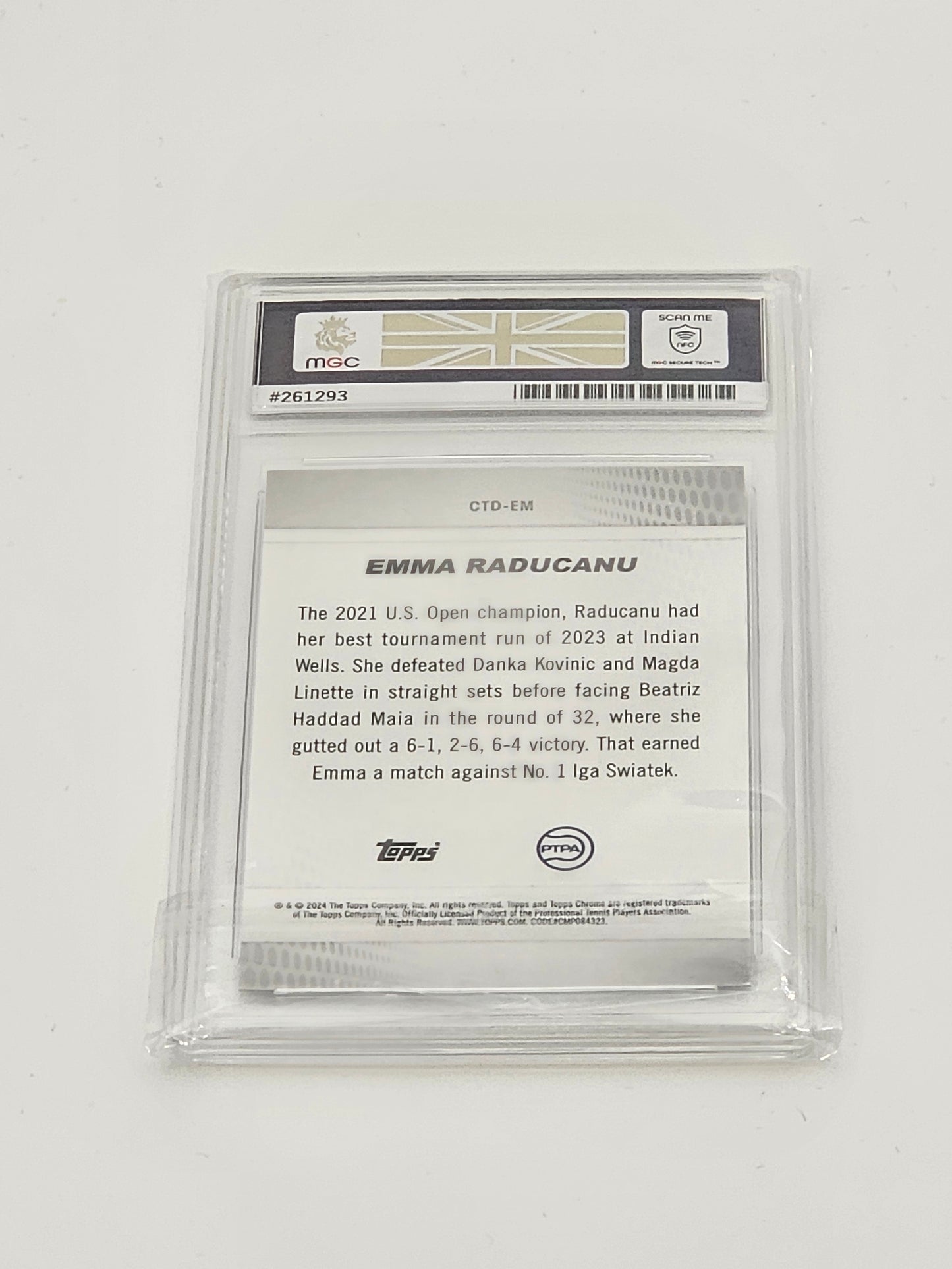 EMMA RADUCANU 2024 TOPPS CHROME TENNIS - Captured Insert Silver Holo Refractor #CTD-EM (Graded Card, MGC9)