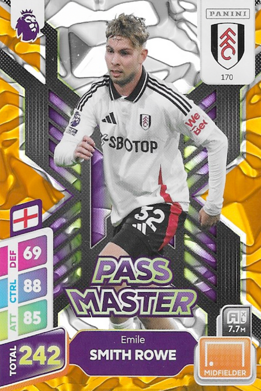 Emile Smith Rowe Pass Master Orange Parallel Card #170 - Panini Adrenalyn XL PLUS 2025 Premier League (Fulham)