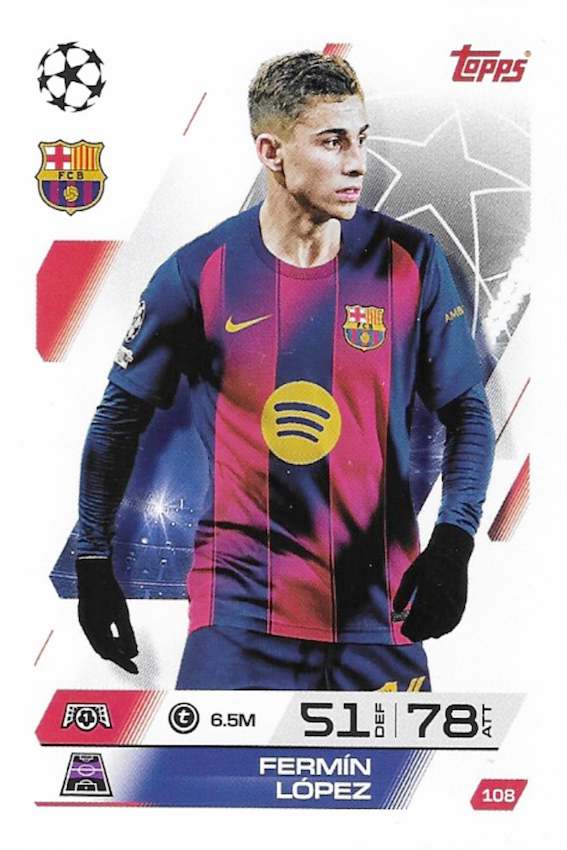 Fermin Lopez Base Card #108 - Topps Match Attax 25/26 (2025/2026) FC Barcelona