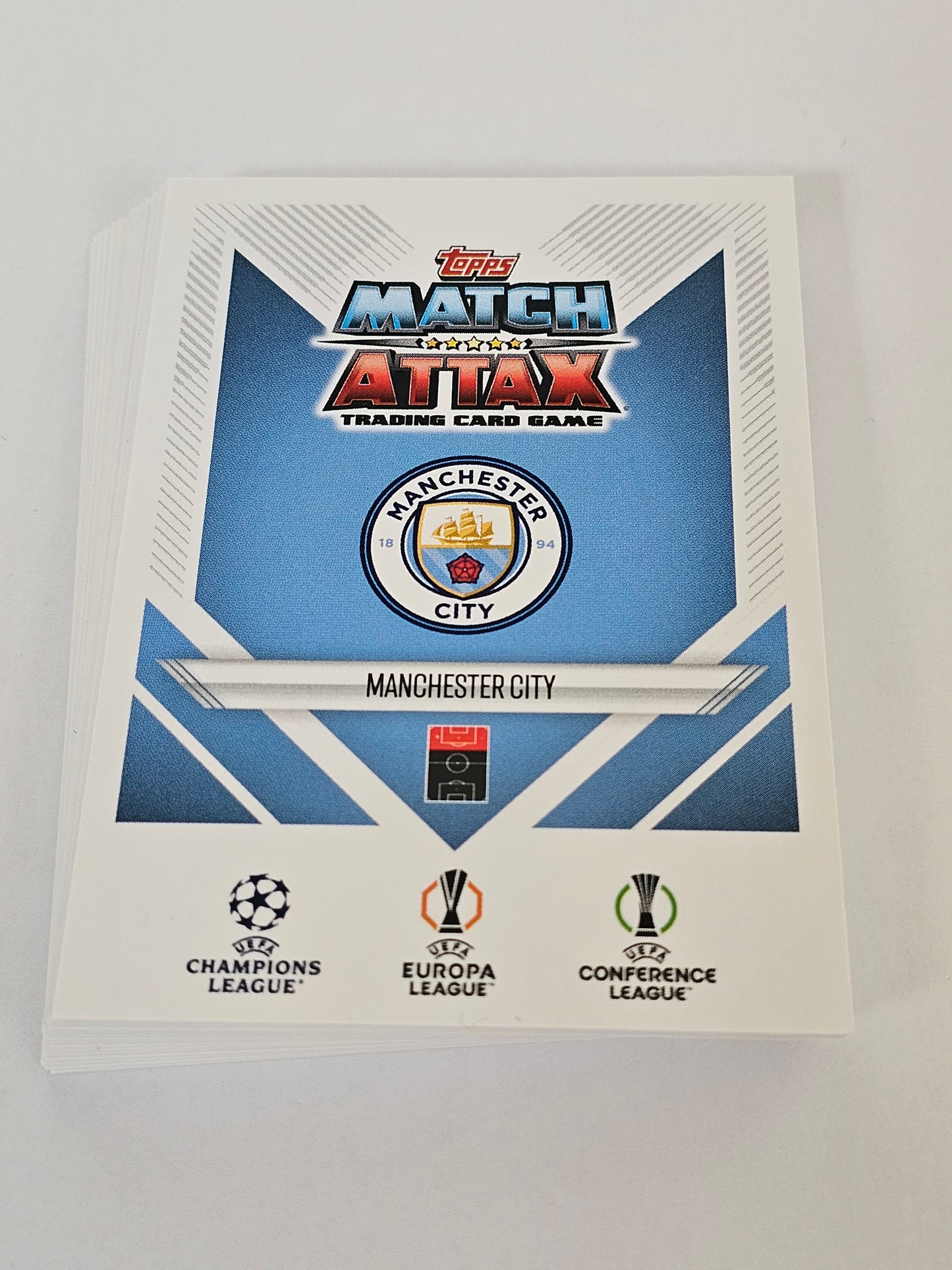 Full Team Set of all 18 Manchester City Cards - TOPPS MATCH ATTAX 2024/25 (Back)