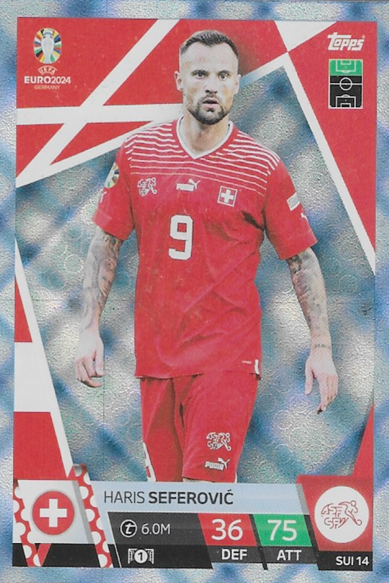 Haris Seferovic Blue Crystal Parallel Card #SUI14 - Topps Match Attax Euro 2024