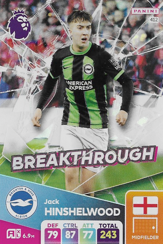 Jack Hinshelwood BREAKTHROUGH Card #412 - Panini Adrenalyn XL 2025 Premier League
