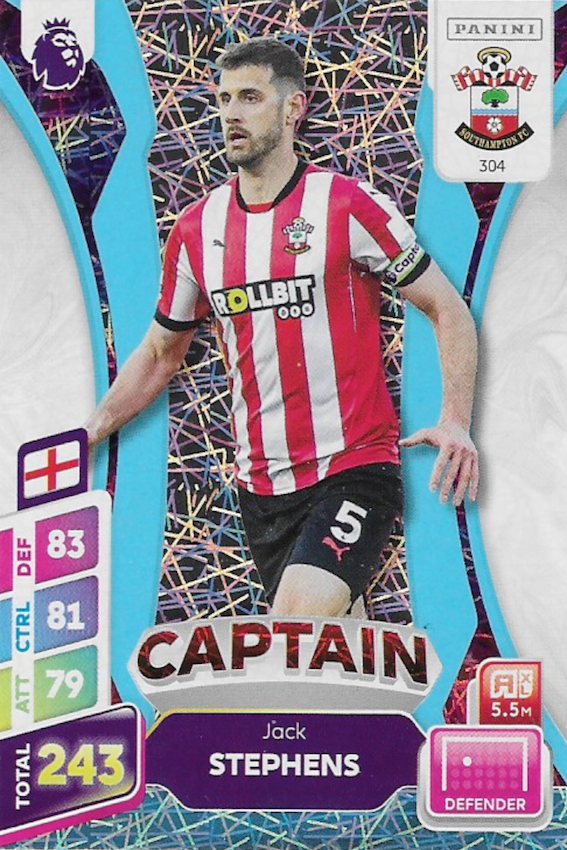 Jack Stephens Blue Parallel Captain Card #304 - Panini Adrenalyn XL PLUS 2025 Premier League (Southampton)