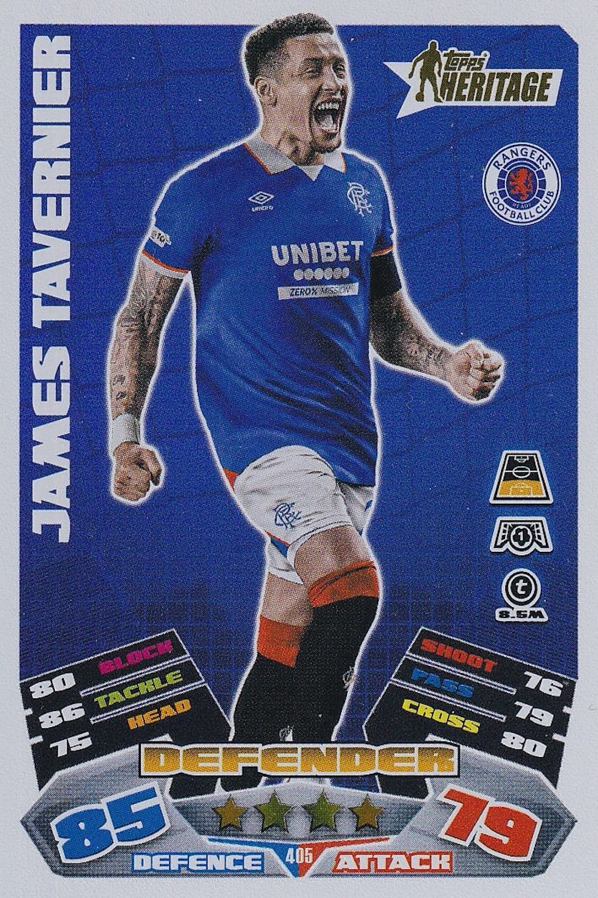 James Tavernier Topps Heritage Card #405 - Match Attax 25/26 (2025/2026) - Rangers