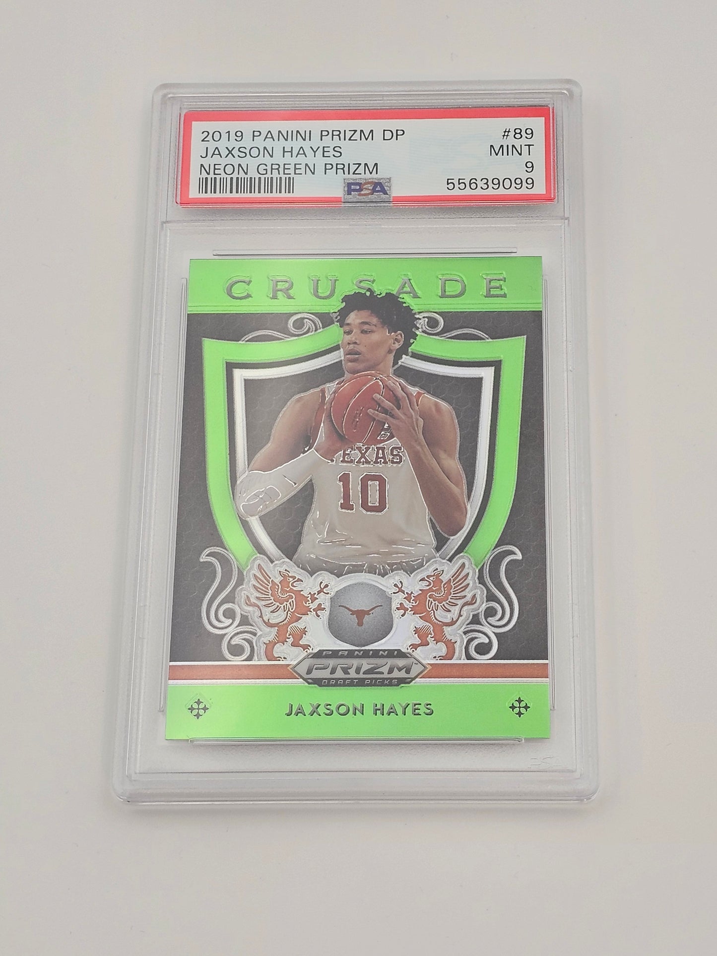 Jaxson Hayes Rookie Card, 2019 Panini Prizm Draft Picks, Crusade Neon Green /125, PSA 9 Mint, RC, #89