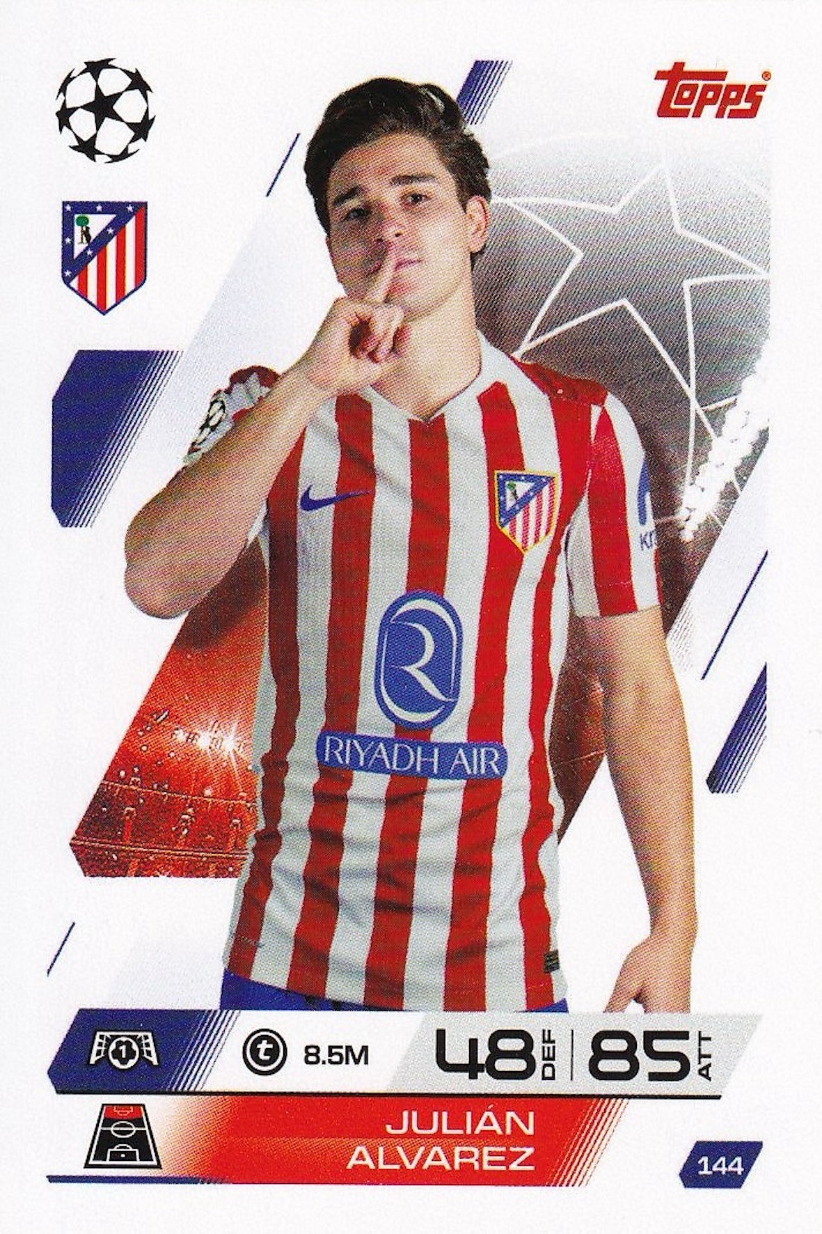 Julian Alvarez Base Card #144 - Topps Match Attax 25/26 (2025/2026) Atletico, UCL