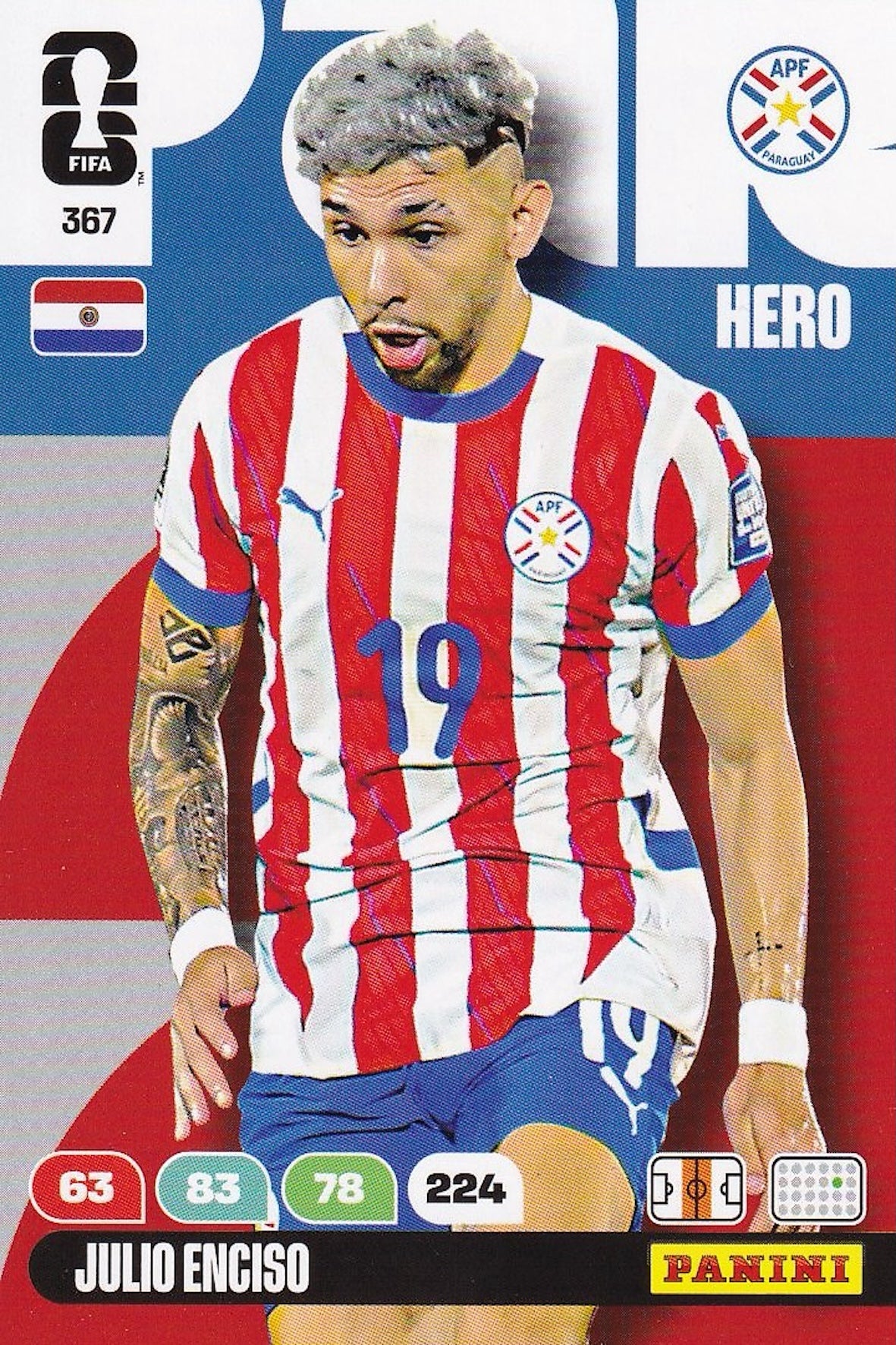Julio Enciso Hero Base Card #367 - FIFA WORLD CUP 2026 - Panini Adrenalyn XL - Paraguay