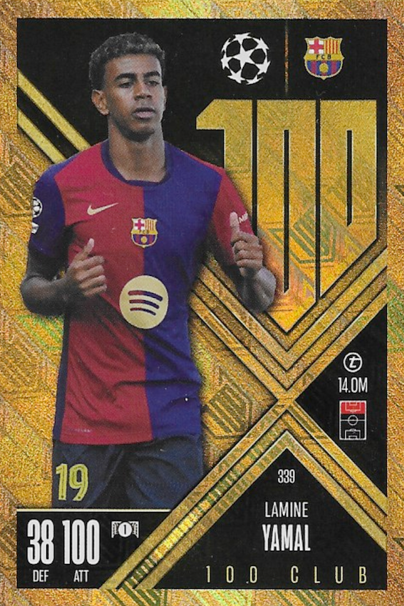 LAMINE YAMAL 100/Hundred Club Card #339 - Topps Match Attax EXTRA 24/25 (2024/2025)