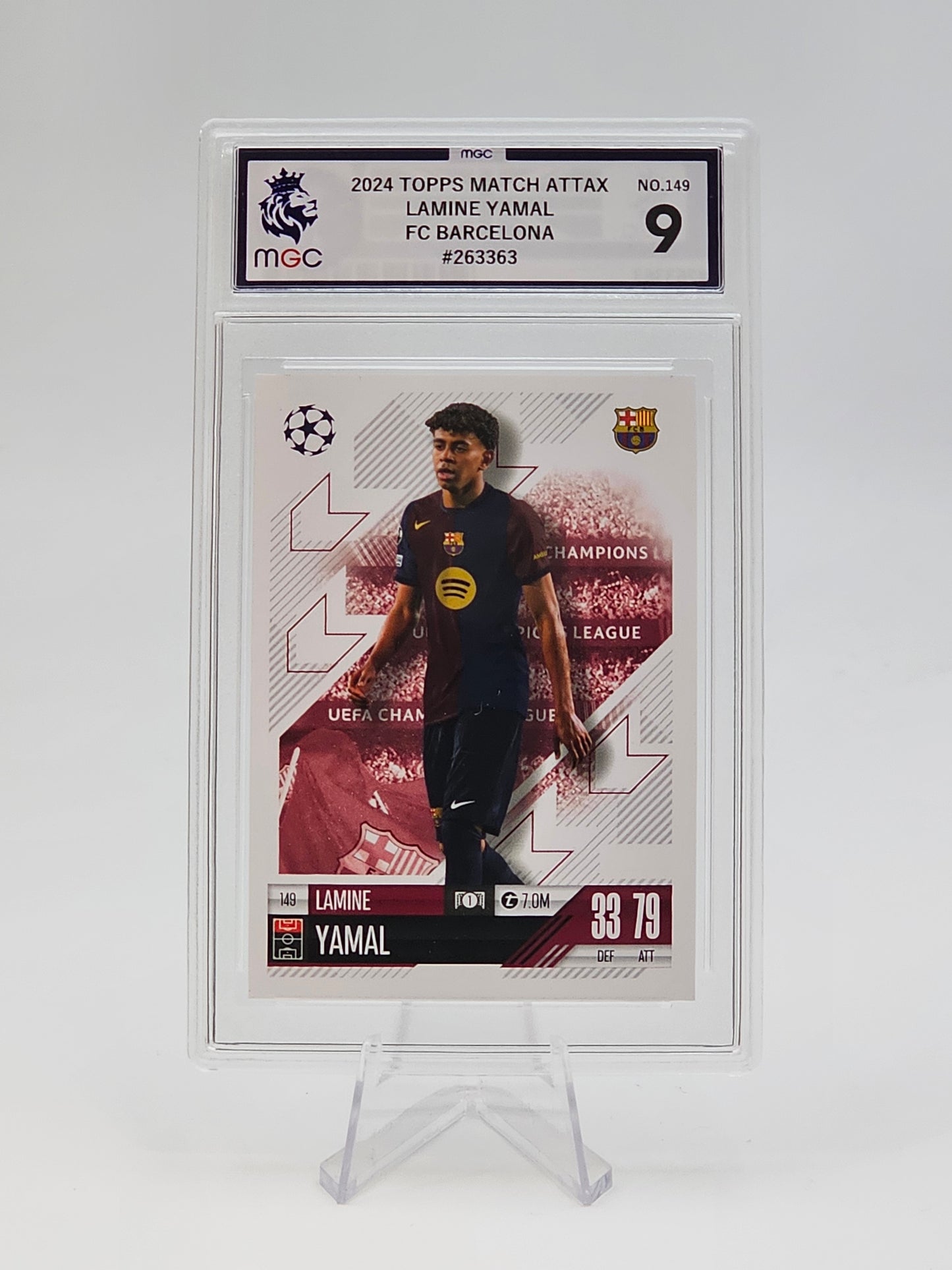 Lamine Yamal Base Card #149 - Topps MATCH ATTAX 2024/2025 - MGC 9 Graded / Slab