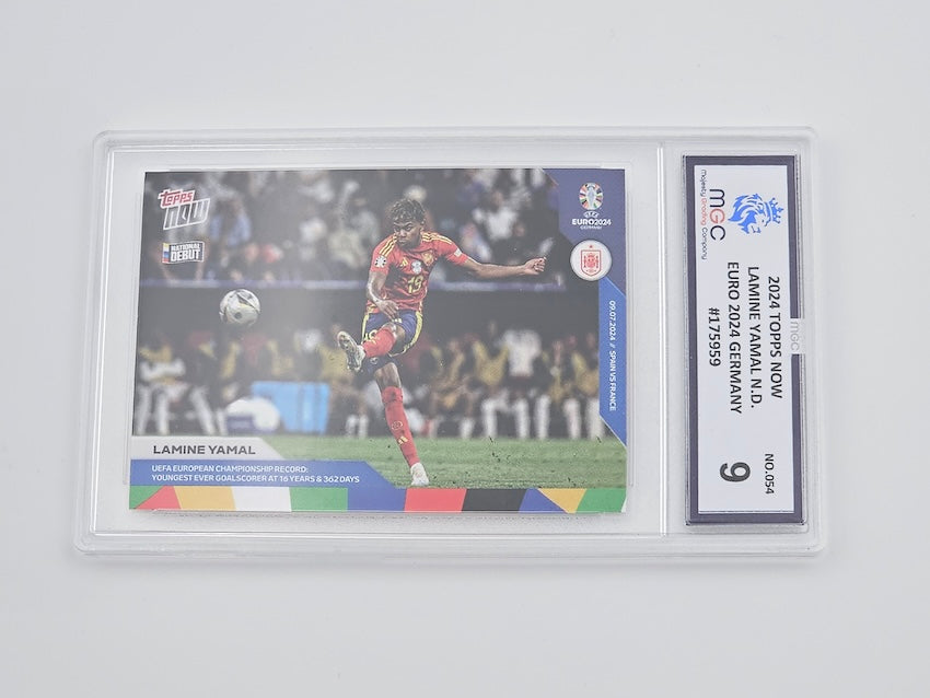 Lamine Yamal Rookie Card, 2024 Topps Now Euro 2024 Germany #54, MGC Graded 9, Mint Condition