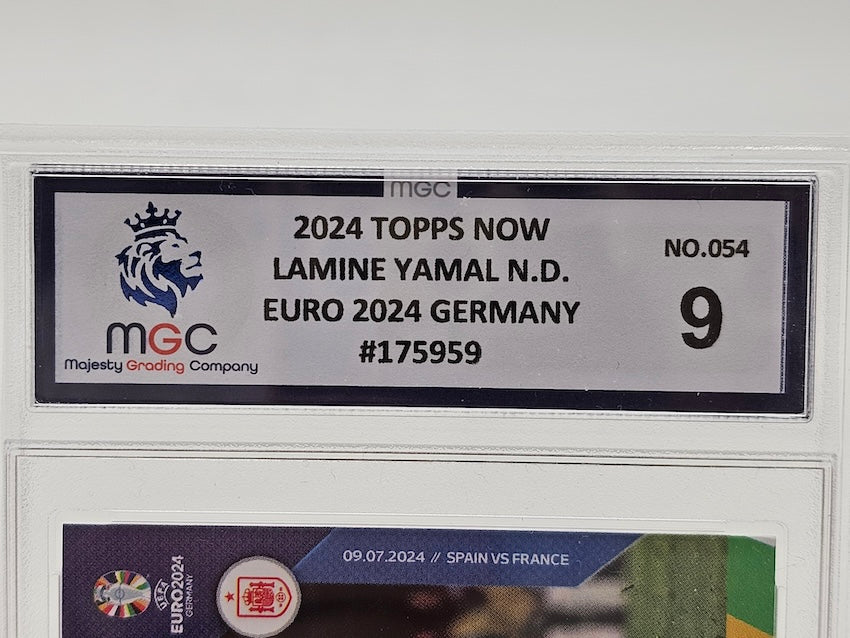 Lamine Yamal Rookie Card, 2024 Topps Now Euro 2024 Germany #54, MGC Graded 9, Mint Condition - label