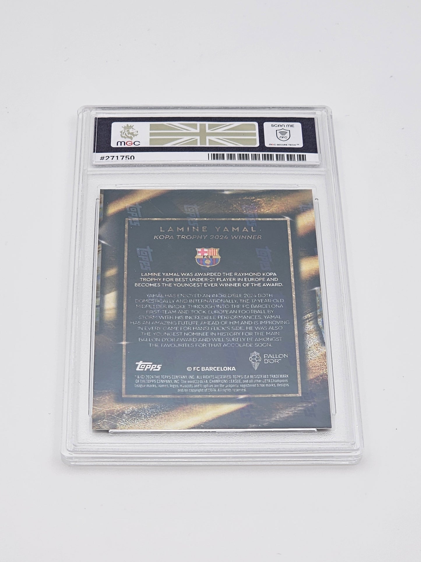 Lamine Yamal, MGC 9 Graded, Ballon d'Or Kopa Trophy, Rookie, Topps Now 2024 Card