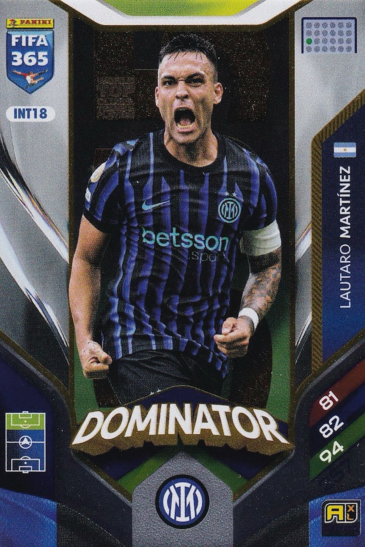 Lautaro Martinez Dominator Card #INT18 - Panini FIFA 365 Adrenalyn XL 2026