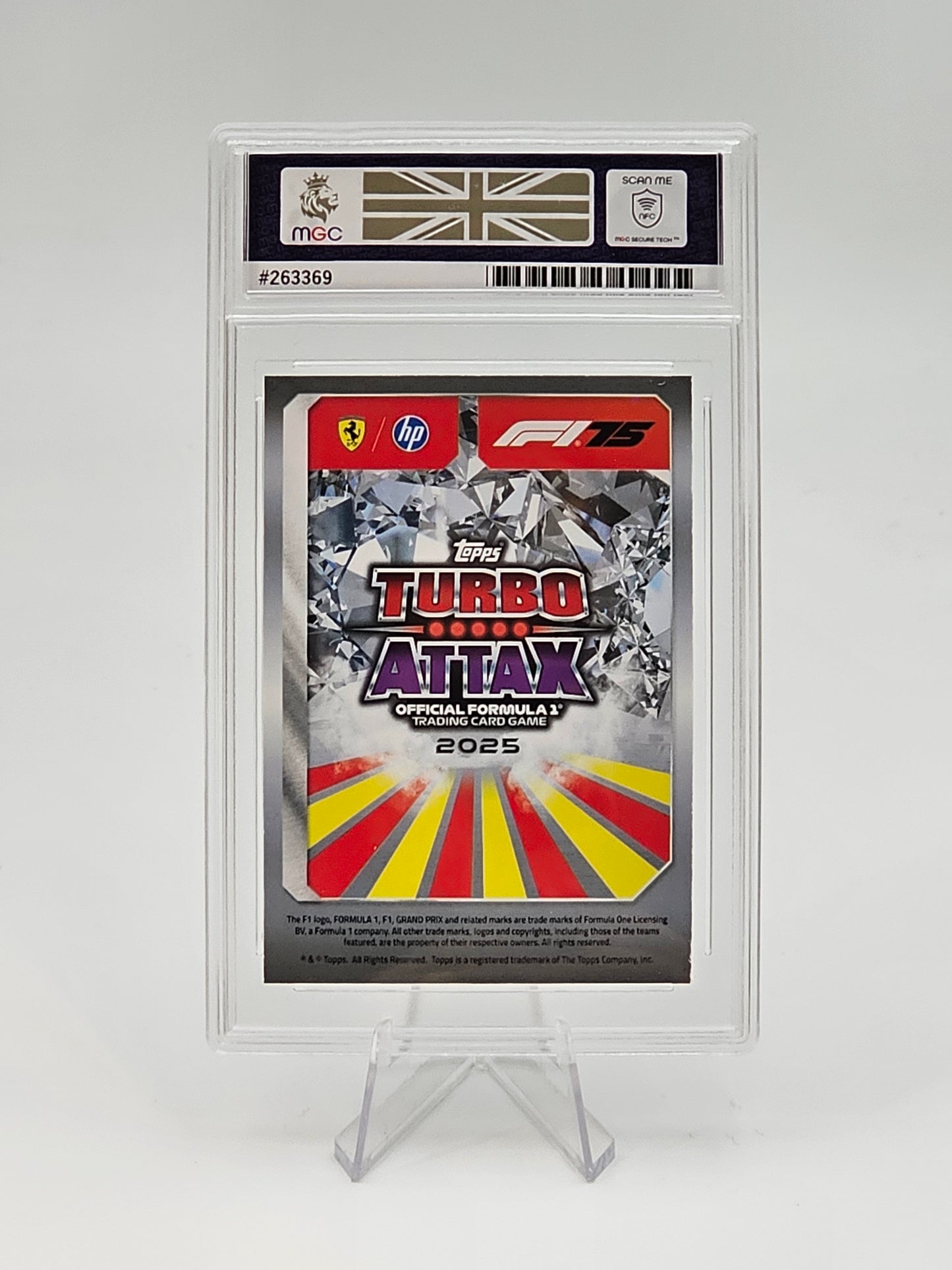 Lewis Hamilton Lightning Lids Limited Edition Card - 2025 Topps Turbo Attax MGC8 Graded (Rear of card)