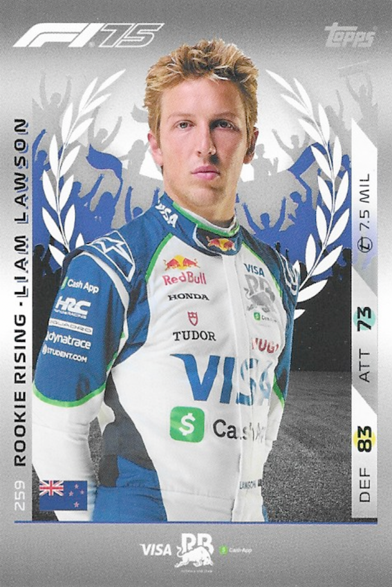 Liam Lawson Rookie Rising Card #259 - Topps F1 Turbo Attax 2025