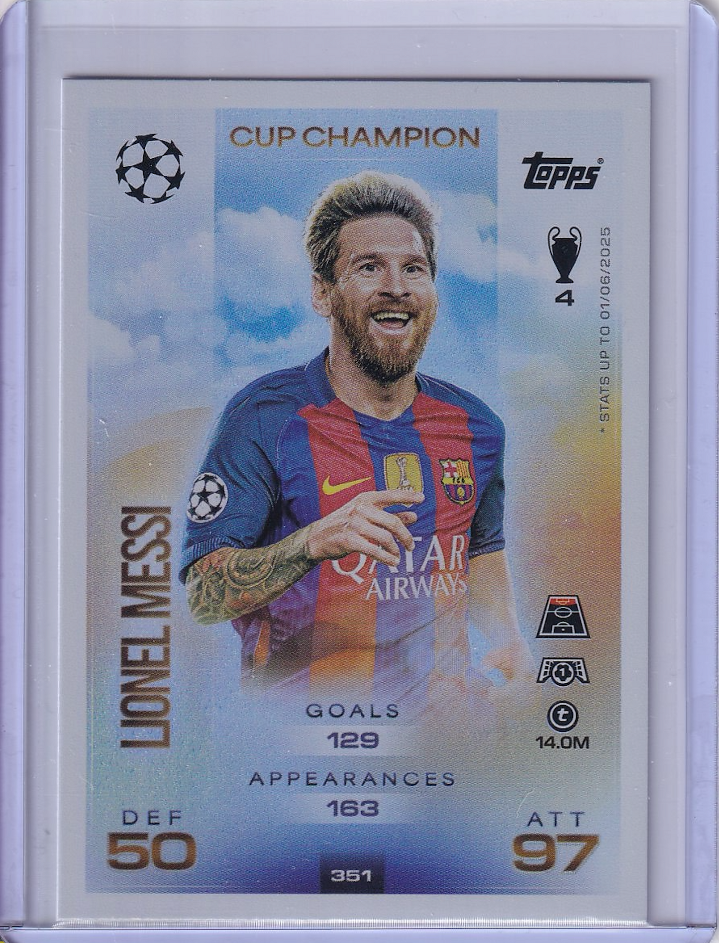 Lionel Messi Cup Champion Card #351 - Topps Match Attax 25/26 (2025/2026) MINT
