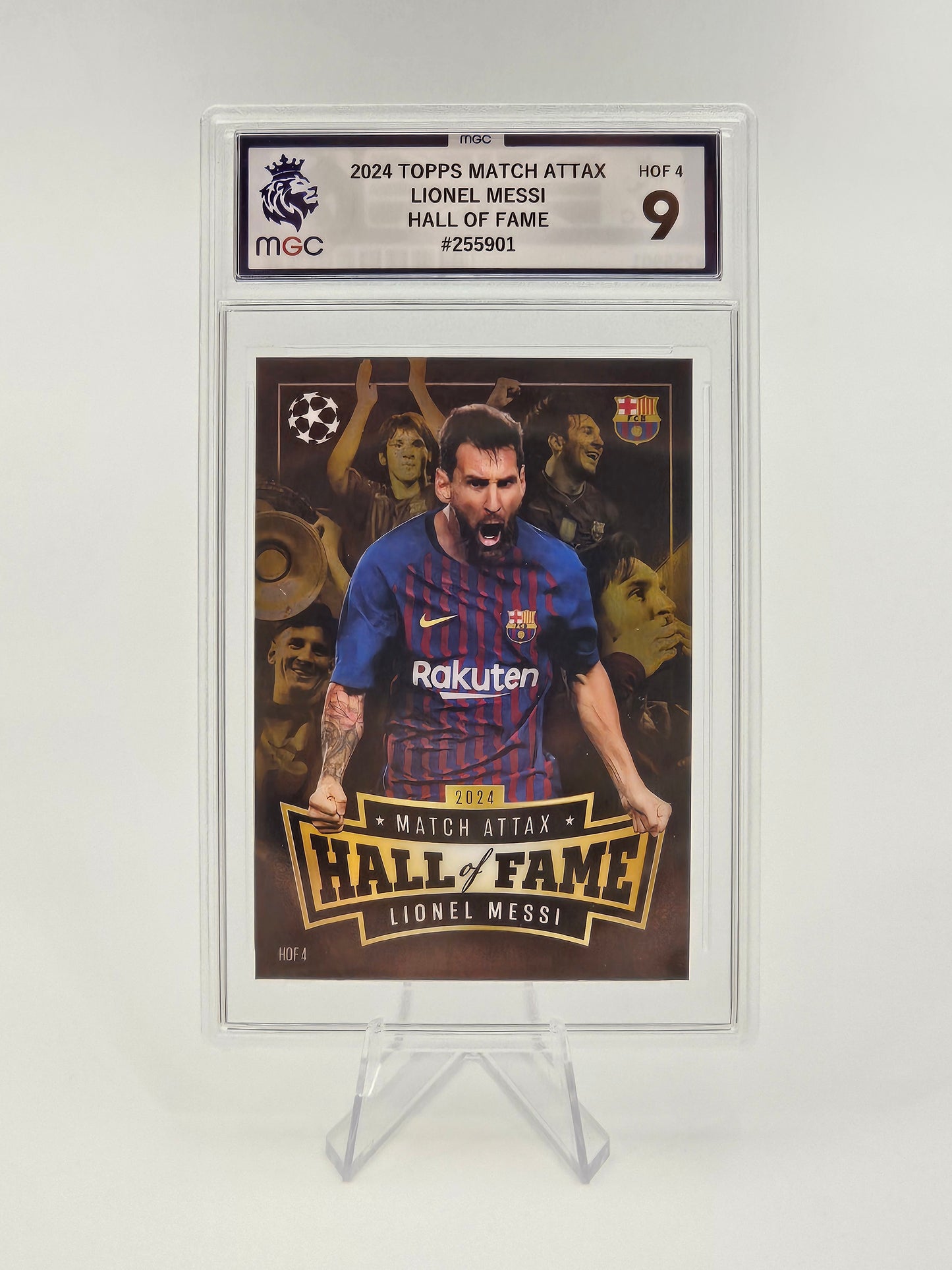 Graded Lionel Messi Hall of Fame Card HOF 4 MGC 9, Topps Match Attax 24/25 (2024/2025)