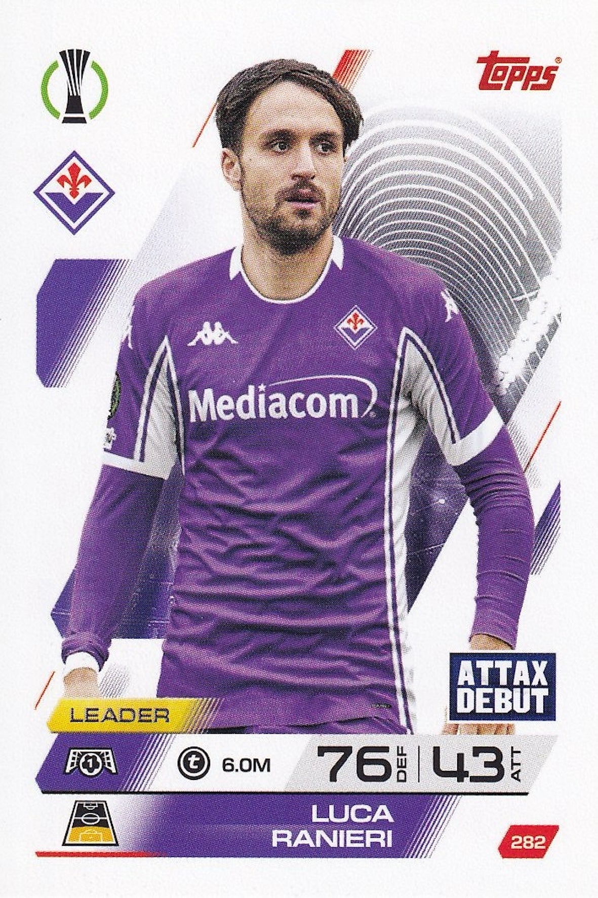 Luca Ranieri Leader Base Card #282, Attax Debut - Topps Match Attax 25/26 (2025/2026)