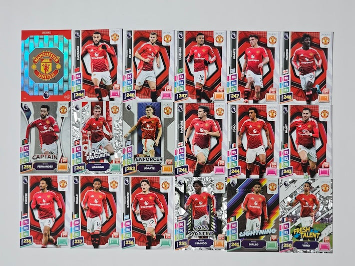 Full Team Set of all 18 Manchester United Cards - Panini Adrenalyn XL PLUS 2025