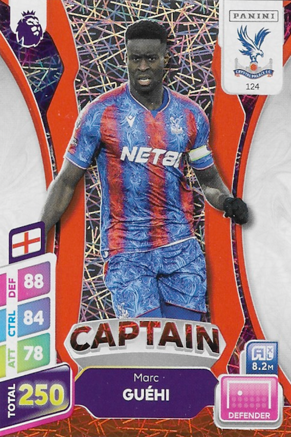 Marc Guéhi Orange Parallel Captain Card #124 - Panini Adrenalyn XL PLUS 2025 Premier League (Crystal Palace)