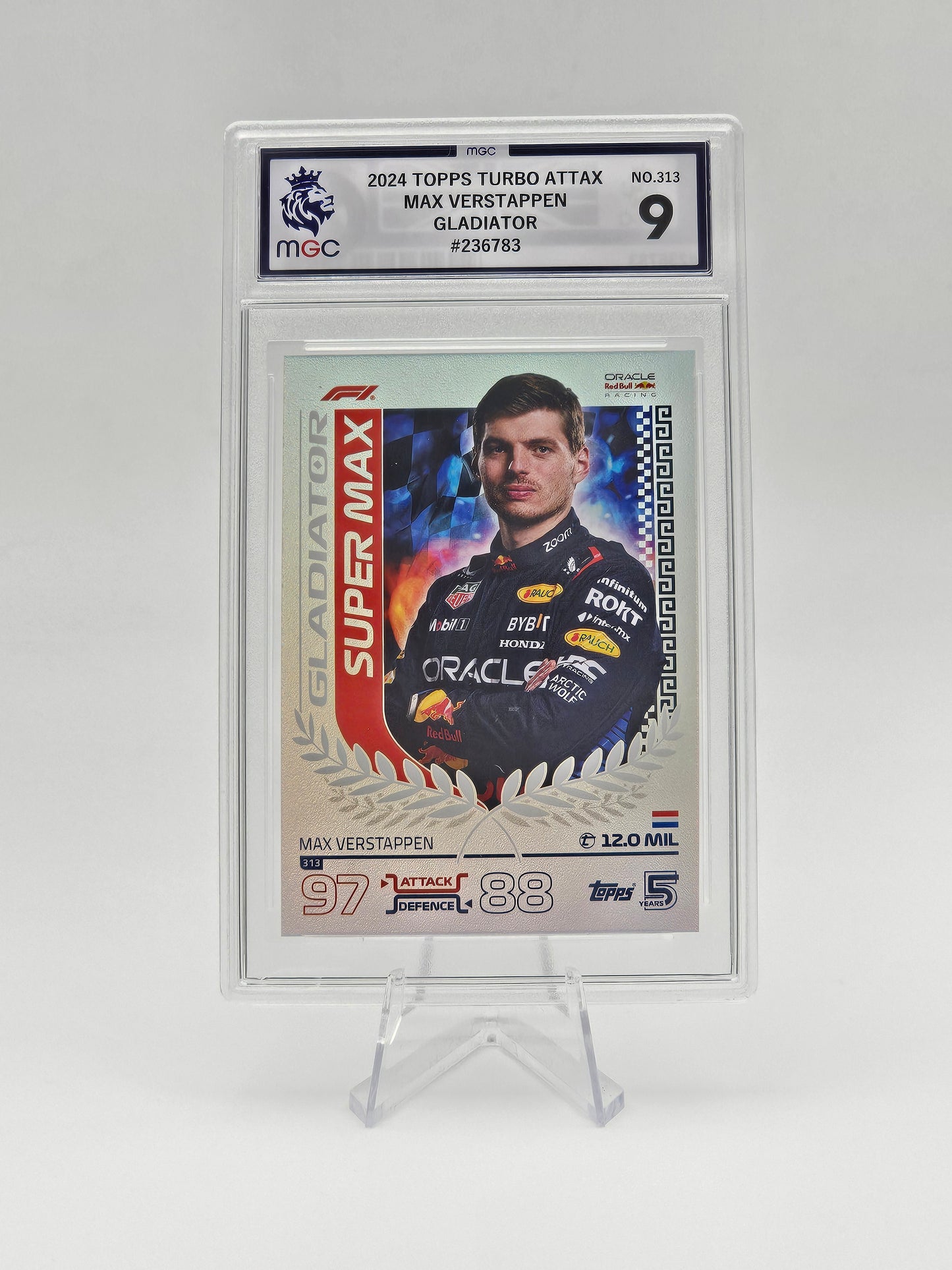 Max Verstappen, Graded Topps UK Turbo Attax F1 2024 Gladiator Super Max #313 MGC 9