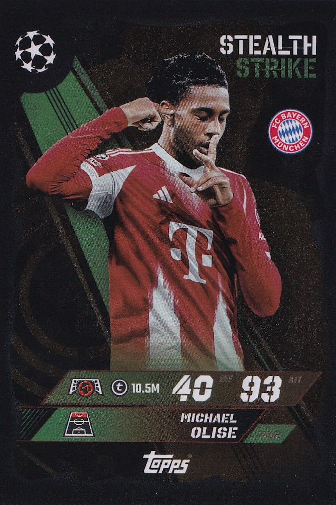 Michael Olise Stealth Strike Card #452 - Topps Match Attax 25/26 (Bayern Munchen)