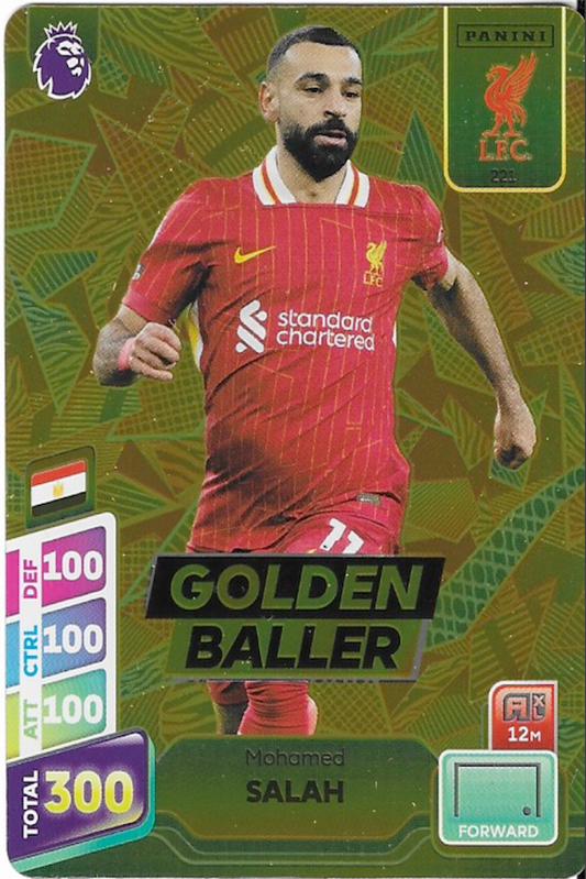 Mo Salah Golden Baller Card #221 - Premier League Adrenalyn XL PLUS 2025 (Liverpool) scan