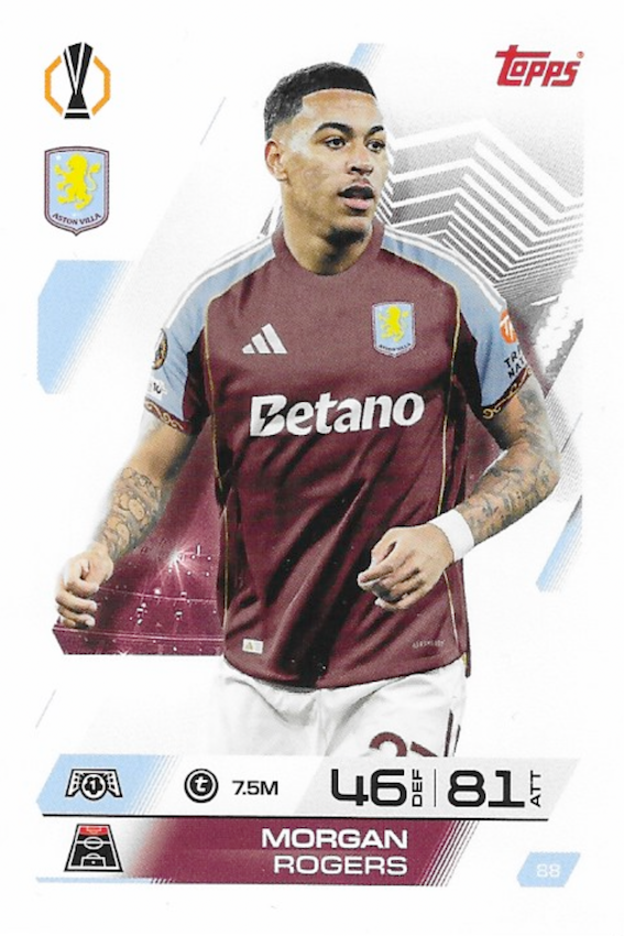 Morgan Rogers Base Card #88 - Topps Match Attax 25/26 (2025/2026) Aston Villa