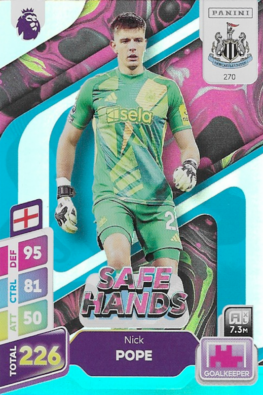 Nick Pope Safe Hands Blue Parallel Card #270 - Panini Adrenalyn XL PLUS 2025 Premier League (Newcastle United)