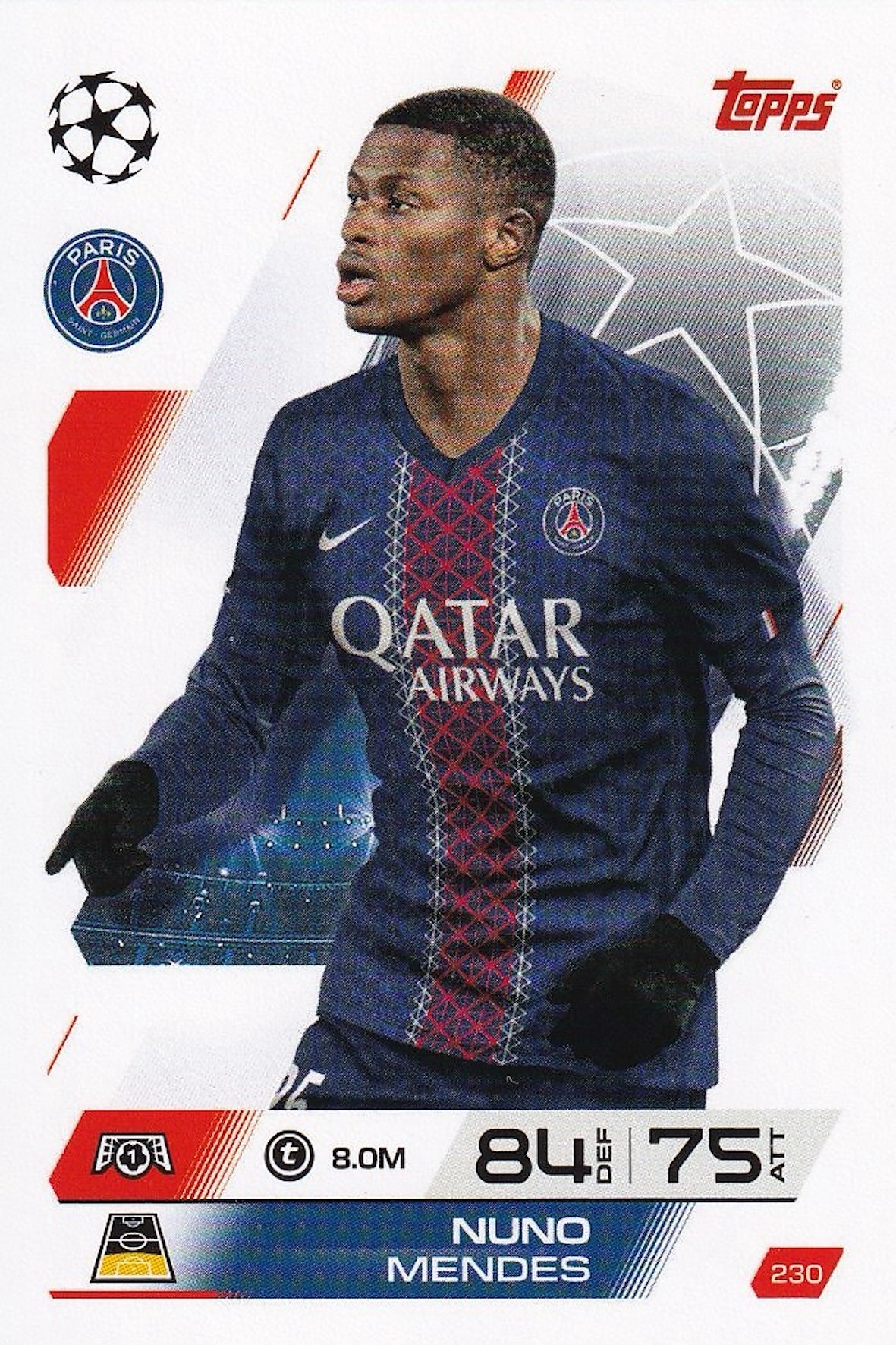 Nuno Mendes Base Card #230 - Topps Match Attax 25/26 (2025/2026) PSG