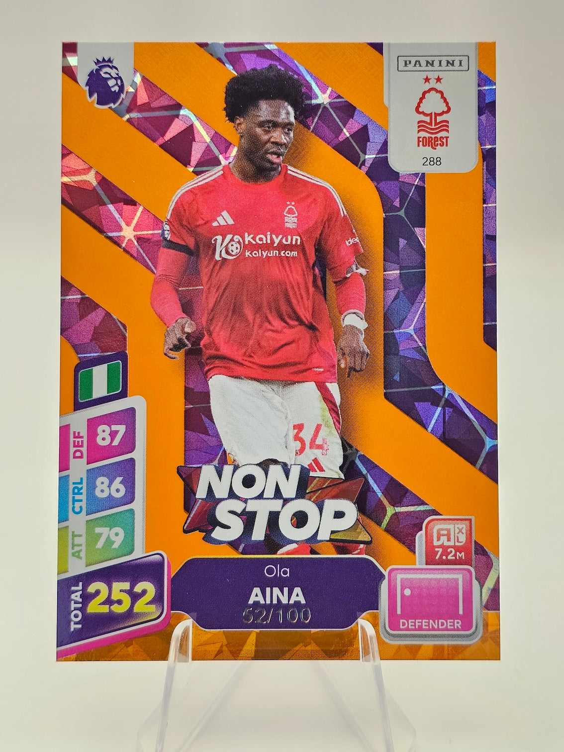 Ola Aina Orange Numbered Parallel NON STOP Card 52/100 - Adrenalyn XL PLUS 2025