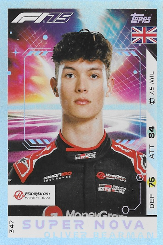 Oliver Bearman Super Nova Card #347 - Topps Turbo Attax 2025 F1 (FORMULA ONE)