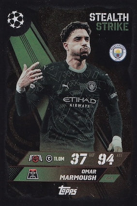 Omar Marmoush Stealth Strike Card #444 - Topps Match Attax 25/26 (2025/2026) - Manchester City